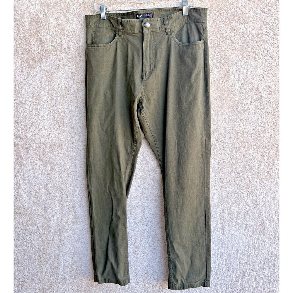 Oakley Ellipse Chino Pants Mens 36x32 Green Slim Fit Stretch Mid Rise Casual